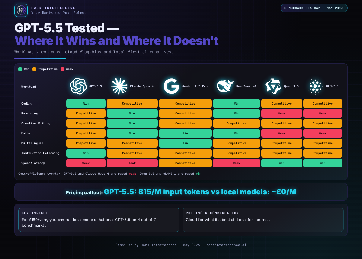 GPT-5.5 Benchmark — where it wins and where it doesn't